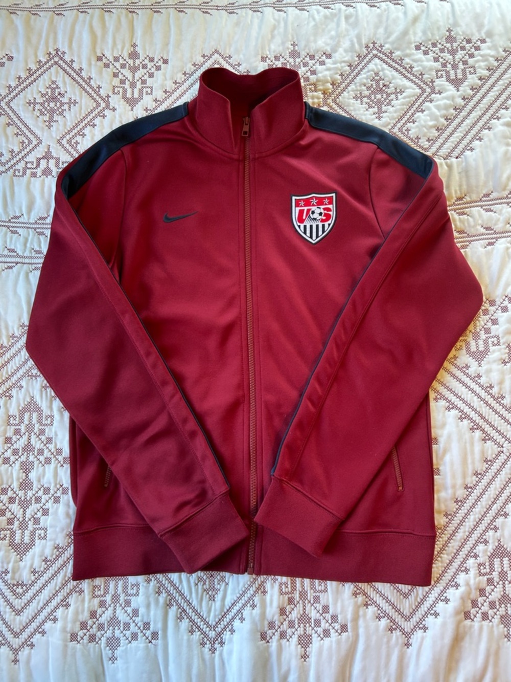 Nike Maroon Men's Full-Zip Soccer Track Jacket with USA Crest